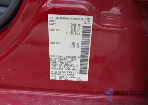 2021 Nissan Altima Sl Intelligent Awd из США, поврежденный, VIN 1N4BL4EW2MN335473